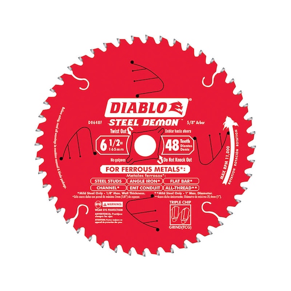 Diablo Steel Demon 6-1/2 in. D X 5/8 in. Stainless Steel Metal Saw Blade 48 teeth 1 pk